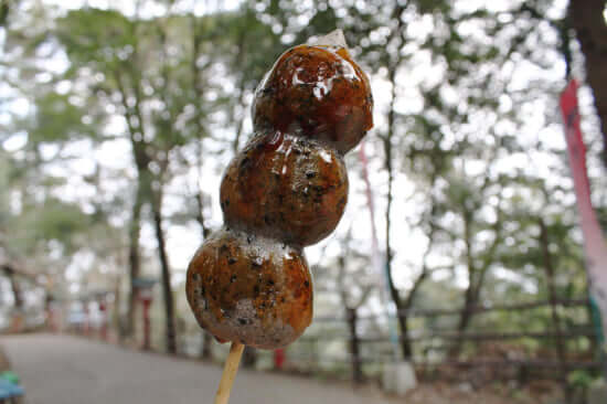 Goma Dango with sweet and spicy sauce. One 350 yen.